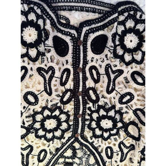 Saachi Open Knit Floral Lace Crochet Short Cardigan Jacket One Size Boho - Picture 4 of 8